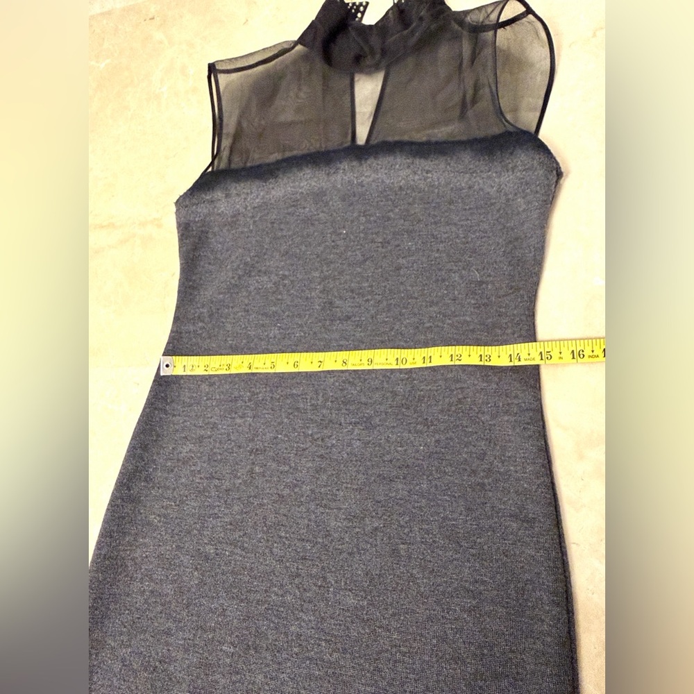 Alberta Ferretti Gray/Black slip on wool Dress with Studded Collar, Size S-M. - Picture 15 of 17